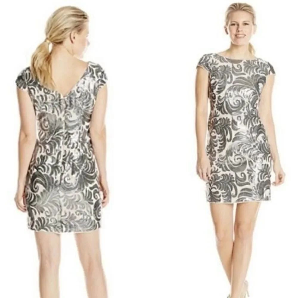 Adrianna Papell Cap Sleeve Sequin Sheath size 10 NWT $265